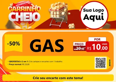 Modelo de Cartaz para Cartaz A4 Horizontal com o tema Promoção carrinho cheio para Água e gás
