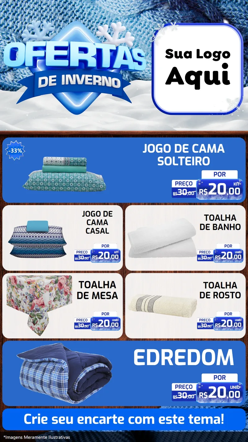 Modelo de TV para TV Vertical com o tema Ofertas de Inverno para Cama, Mesa e Banho