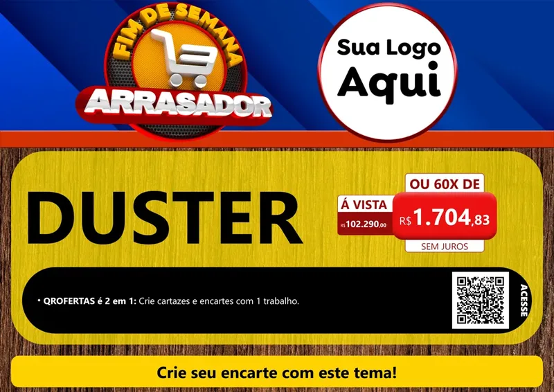 Modelo de Cartaz para Cartaz A4 Horizontal com o tema Fim De Semana Arrasador para Concessionaria de Carros