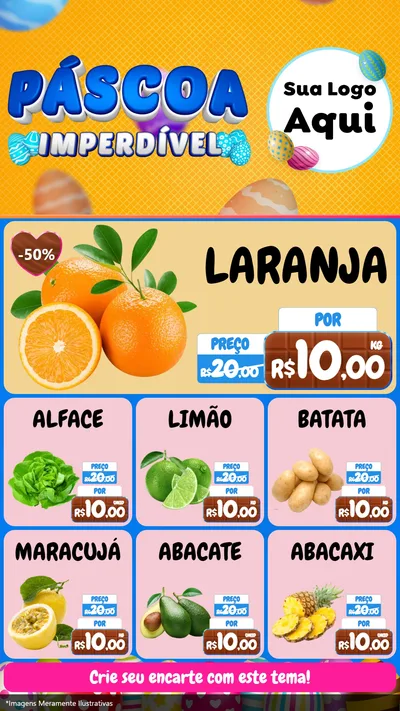Modelo de Rede Social para Stories com o tema Páscoa Imperdível para Hortifrúti