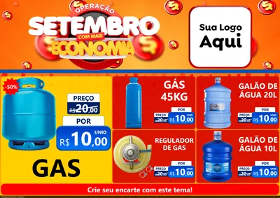 Modelo de Encarte para Encarte A4 Horizontal com o tema Operação Setembro Com Muita Economia para Água e gás