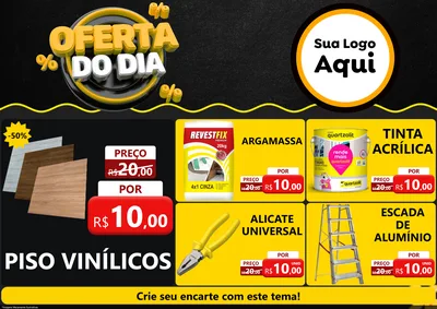 Modelo de Encarte para Encarte A4 Horizontal com o tema Oferta Do Dia para Material para Construção