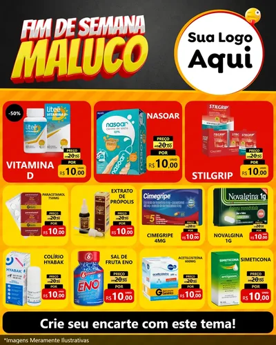 Modelo de Rede Social para Feed Instagram com o tema Final de Semana Maluco para Farmácia