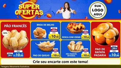 Modelo de TV para TV Horizontal com o tema Super Ofertas para Padaria