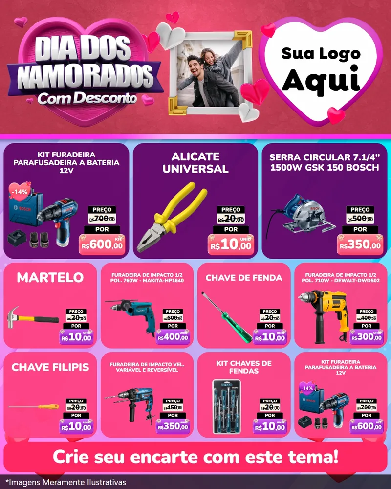 Modelo de Rede Social para Feed Instagram com o tema Dia Dos Namorados Com Desconto para Maquinas e Ferramentas