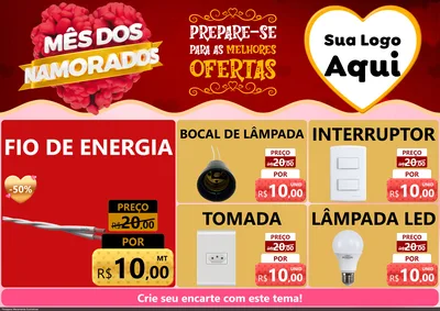 Modelo de Encarte para Encarte A4 Horizontal com o tema Mês dos Namorados para Materiais Elétricos