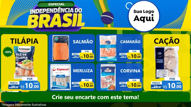 Modelo de TV para TV Horizontal com o tema Especial Independência do Brasil para Peixaria