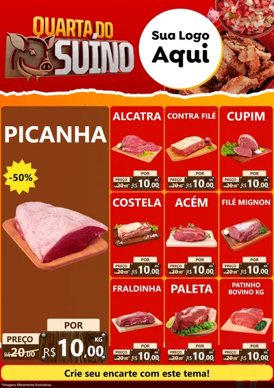 Modelo de Encarte para Encarte A4 Vertical com o tema Quarta do Suíno para Açougue