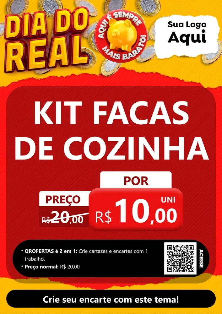 Modelo de Cartaz para Cartaz A4 Vertical com o tema Dia Do Real para Utilidades Domésticas