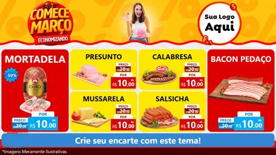 Modelo de TV para TV Horizontal com o tema Comece Março Economizando para Frios e Laticínios