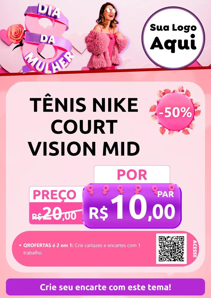 Modelo de Cartaz para Cartaz A4 Vertical com o tema Dia da Mulher para Calçados