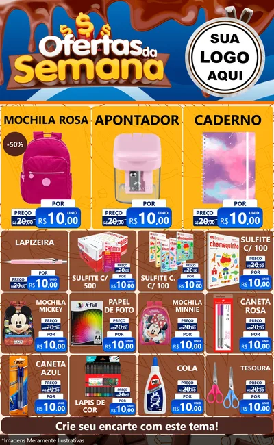 Modelo de Encarte para Encarte Grande com o tema Ofertas da Semana - Páscoa para Papelaria