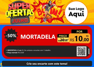 Modelo de Cartaz para Cartaz A4 Horizontal com o tema Super Ofertas Julho para Frios e Laticínios