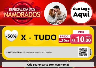 Modelo de Cartaz para Cartaz A4 Horizontal com o tema Especial Dia Dos Namorados para Hamburgueria
