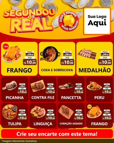 Modelo de Rede Social para Feed Instagram com o tema Segundou do Real para Assados