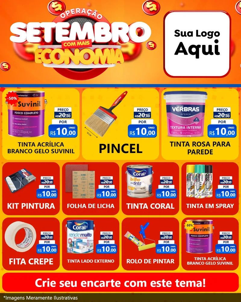 Modelo de Rede Social para Feed Instagram com o tema Operação Setembro Com Muita Economia para Tintas e Ferramentas