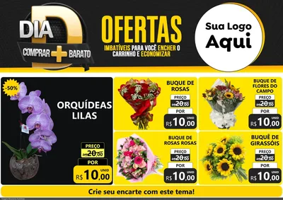Modelo de Encarte para Encarte A4 Horizontal com o tema Dia D Mais Economia para Floricultura e jardim