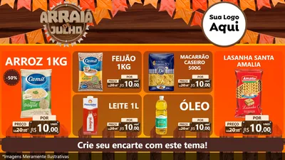 Modelo de TV para TV Horizontal com o tema Arraiá de Julho - Junina para Supermercado