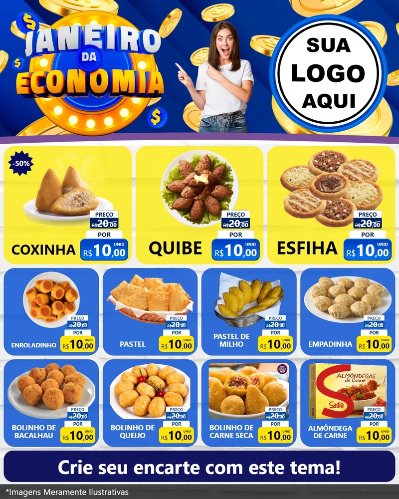Modelo de Rede Social para Feed Instagram com o tema Janeiro da Economia para Salgadaria
