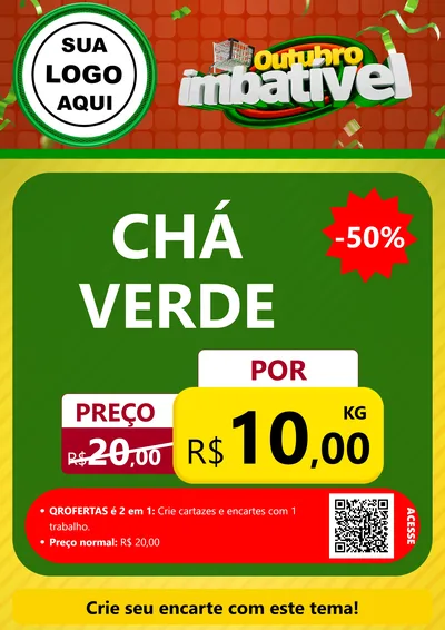 Modelo de Cartaz para Cartaz A4 Vertical com o tema Outubro Imbatível para Produtos Naturais