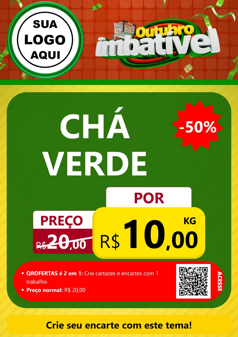 Modelo de Cartaz para Cartaz A4 Vertical com o tema Outubro Imbatível para Produtos Naturais