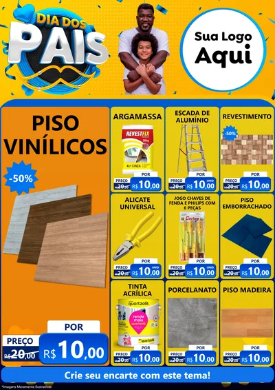 Modelo de Encarte para Encarte A4 Vertical com o tema Dia dos Pais para Material para Construção