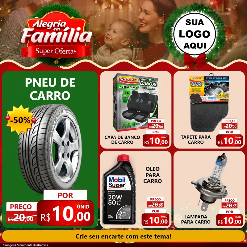 Modelo de Rede Social para Feed Facebook com o tema Alegria Em Família - Super Ofertas para Auto peças