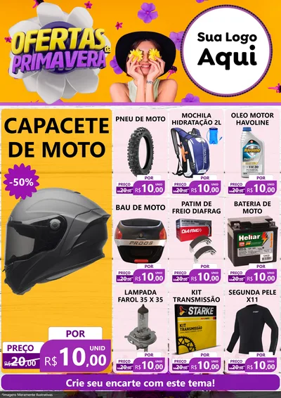 Modelo de Encarte para Encarte A4 Vertical com o tema Ofertas Da Primavera para Moto peças