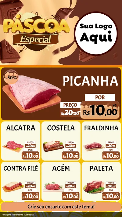 Modelo de Rede Social para Stories com o tema Páscoa Especial para Açougue