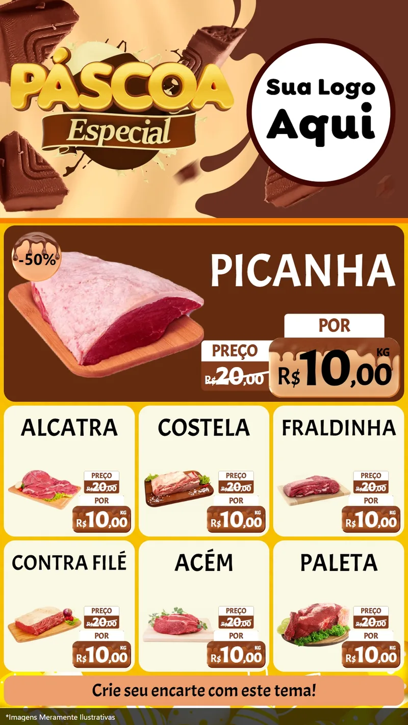 Modelo de Rede Social para Stories com o tema Páscoa Especial para Açougue