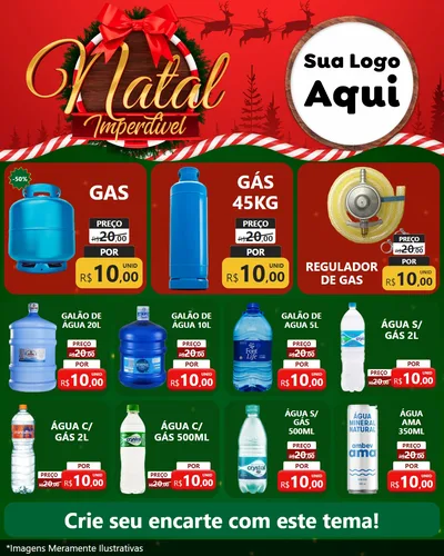 Modelo de Rede Social para Feed Instagram com o tema Natal Imperdível para Água e gás