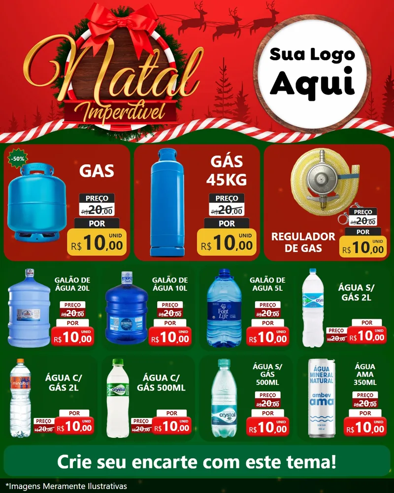 Modelo de Rede Social para Feed Instagram com o tema Natal Imperdível para Água e gás