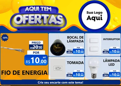 Modelo de Encarte para Encarte A4 Horizontal com o tema Aqui Tem Ofertas para Materiais Elétricos