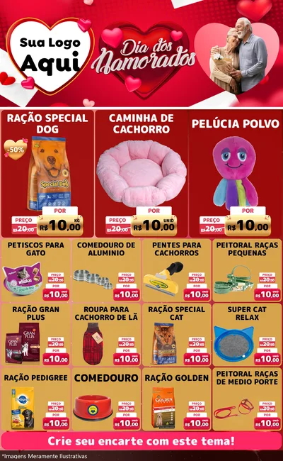 Modelo de Encarte para Encarte Grande com o tema Dia Dos Namorados para Pet Shop
