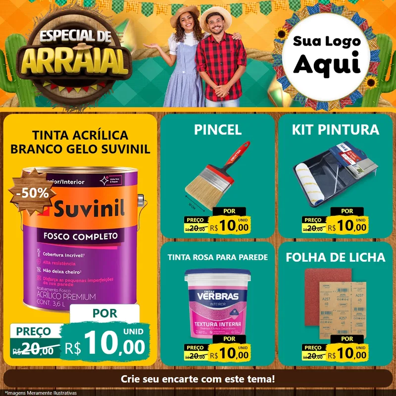 Modelo de Rede Social para Feed Facebook com o tema Especial De Arraial para Tintas e Ferramentas
