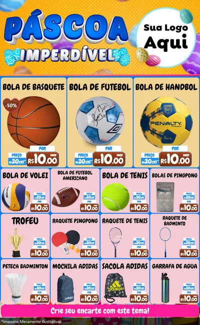 Modelo de Encarte para Encarte Grande com o tema Páscoa Imperdível para Artigos Esportivos
