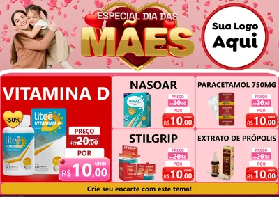 Modelo de Encarte para Encarte A4 Horizontal com o tema Especial Dia Das Mães para Farmácia