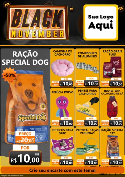 Modelo de Encarte para Encarte A4 Vertical com o tema Black November para Pet Shop