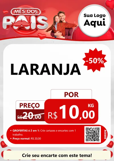 Modelo de Cartaz para Cartaz A4 Vertical com o tema Mês dos Pais para Hortifrúti