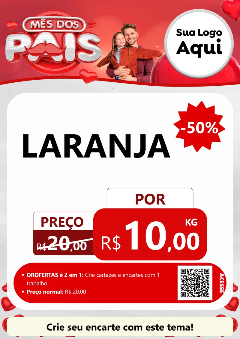 Modelo de Cartaz para Cartaz A4 Vertical com o tema Mês dos Pais para Hortifrúti