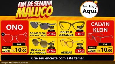 Modelo de TV para TV Horizontal com o tema Final de Semana Maluco para Óticas