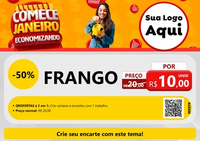 Modelo de Cartaz para Cartaz A4 Horizontal com o tema Comece Janeiro Economizando para Assados
