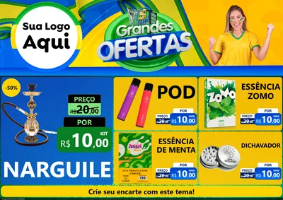 Modelo de Encarte para Encarte A4 Horizontal com o tema Grandes Ofertas para Tabacaria
