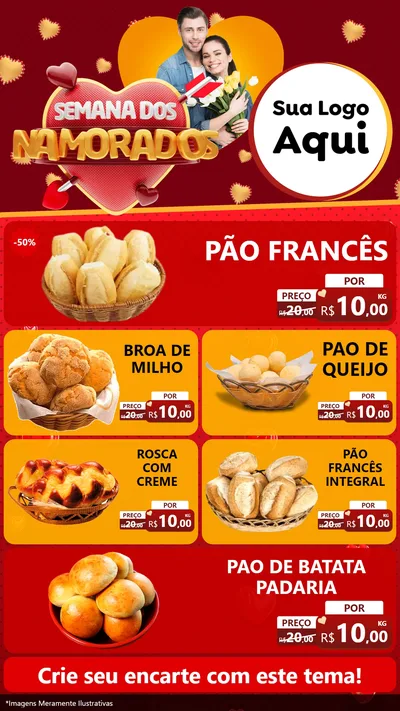 Modelo de TV para TV Vertical com o tema Semana dos Namorados para Padaria