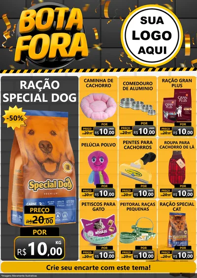 Modelo de Encarte para Encarte A4 Vertical com o tema Bota Fora para Pet Shop