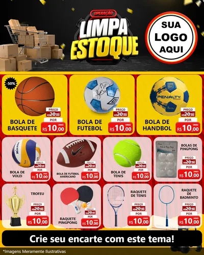 Modelo de Rede Social para Feed Instagram com o tema Operação Limpa Estoque para Artigos Esportivos