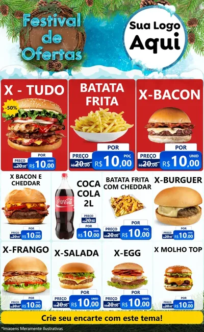 Modelo de Encarte para Encarte Grande com o tema Festival de Ofertas - Inverno para Hamburgueria