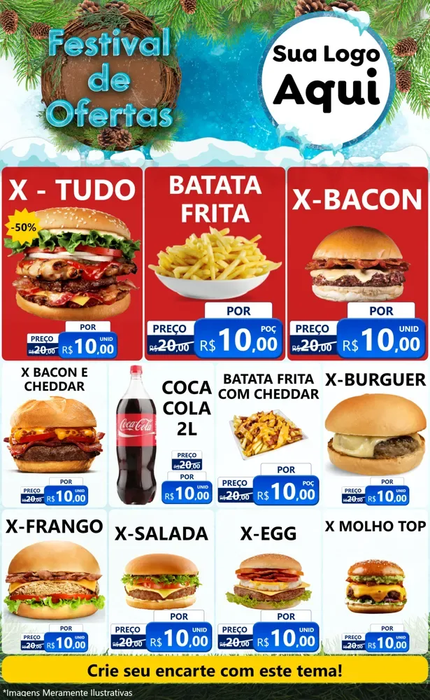 Modelo de Encarte para Encarte Grande com o tema Festival de Ofertas - Inverno para Hamburgueria