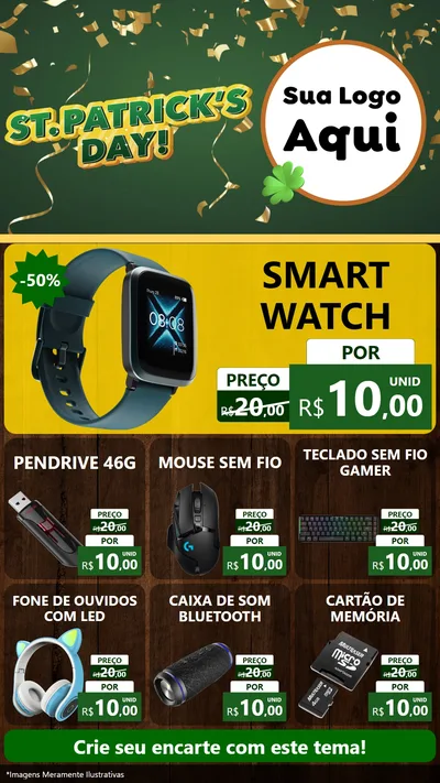 Modelo de Rede Social para Stories com o tema St Patriks Day para Informática