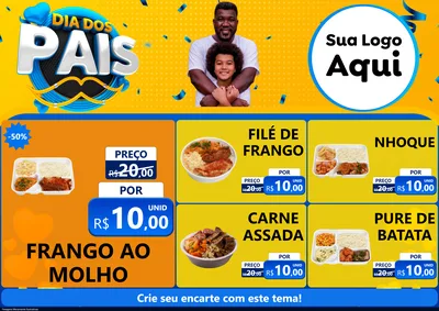Modelo de Encarte para Encarte A4 Horizontal com o tema Dia dos Pais para Restaurante